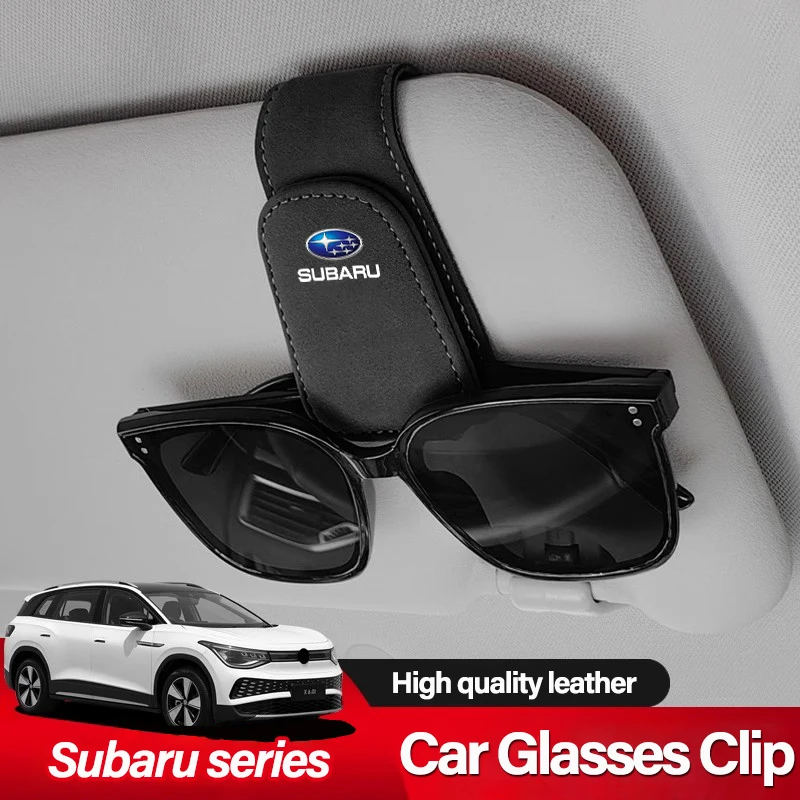 New Car Leather Glasses Clip Sun Visor Sunglasses Card Box For Subaru Crosstrek Forester Impreza Outback Levorg Mpreza Tribeca