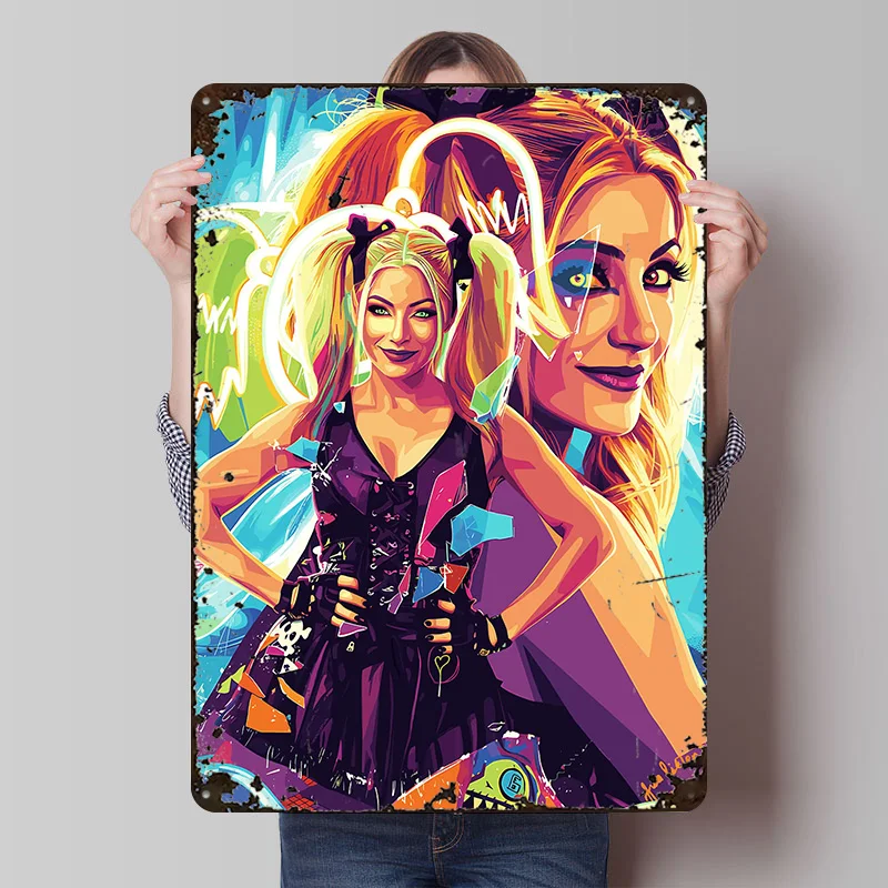 Affiche en métal avec Portrait coloré Alexa Bliss, Art mural personnalisé rétro Vintage, signes en fer blanc pour homme, grotte, décorations de salon