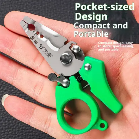 Multi-Function Wire Stripping Pliers - Pocket-Sized Cable Cutter & Crimping Tool for Electricians