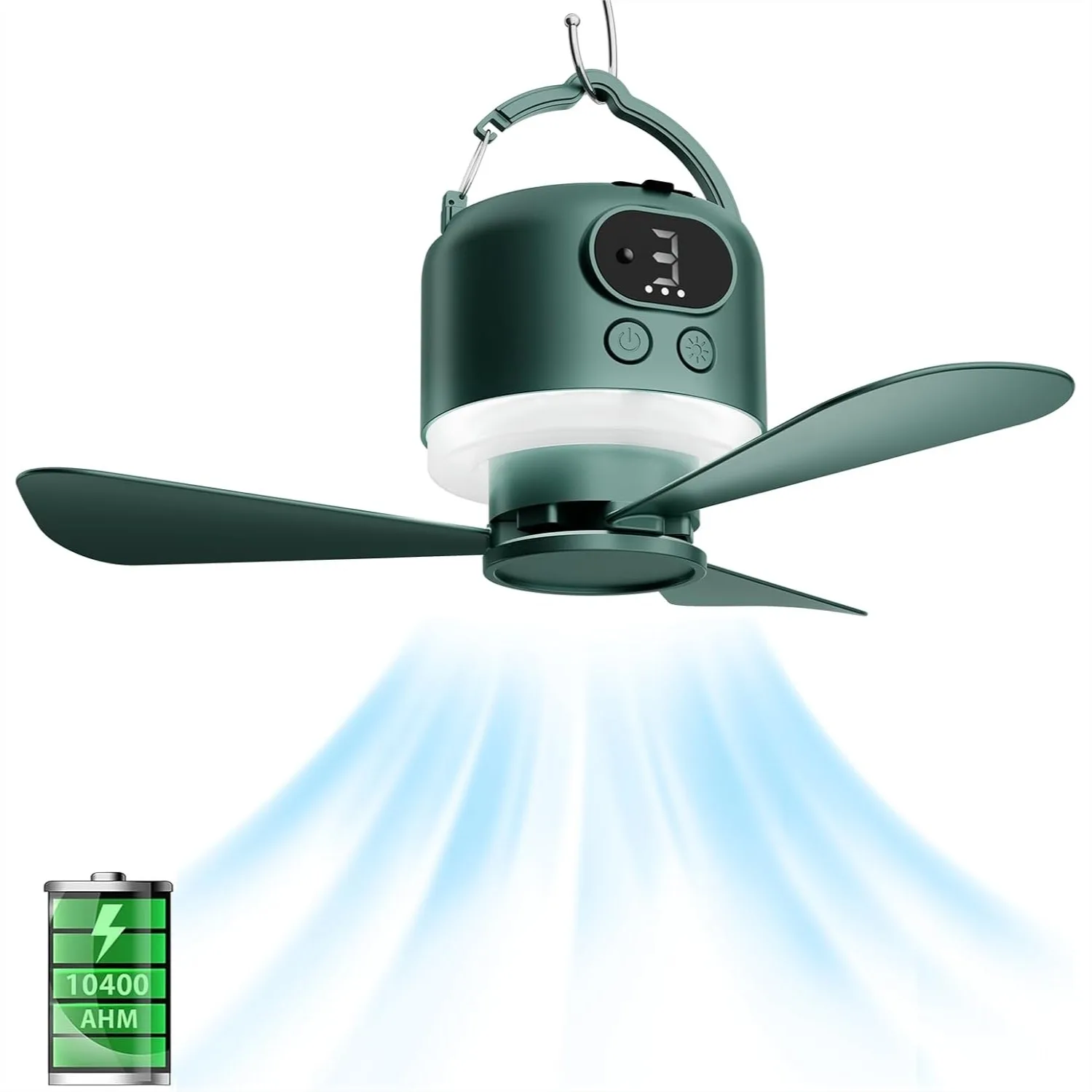 

Wireless Portable Ceiling Fan with Remote, 10040mAh Battery, USB-C Rechargeable Hanging Fan for Tent Camping Outdoor