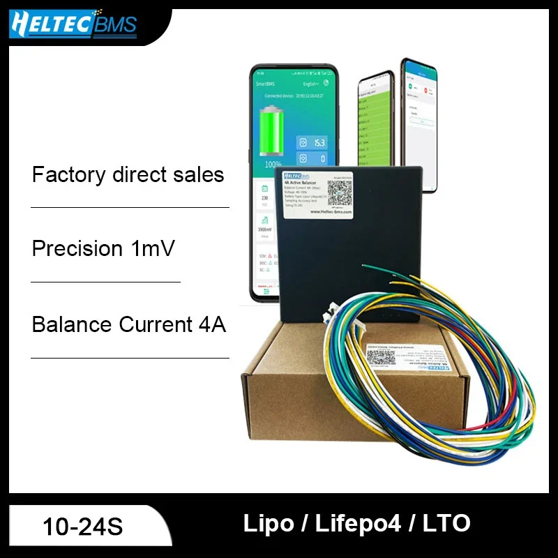 10S-24S 4A Smart Active Balance Li-on Lifepo4 LTO Battery with Bluetooth APP 1mv Precision Balancer Equalizer for lto cell