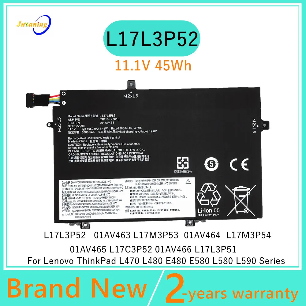 L17L3P52 01AV465 Laptop Battery For Lenovo ThinkPad L480 L490 L580 L590 01AV463 L17M3P53 L17M3P54 01AV464 L17C3P52 L17L3P51