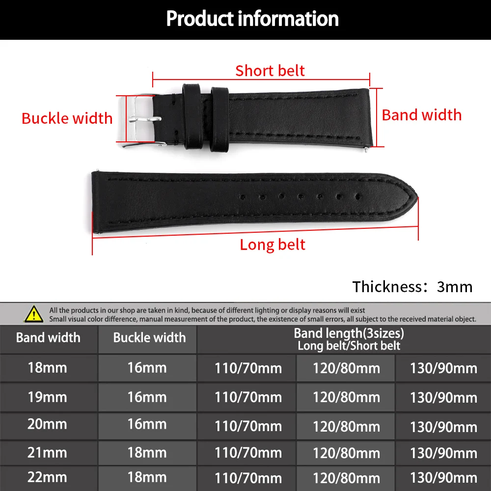 High Quality Watch Band Quick Release Watchband 18mm 19mm 20mm 22mm for Men Women Watch Strap Replacement Belt