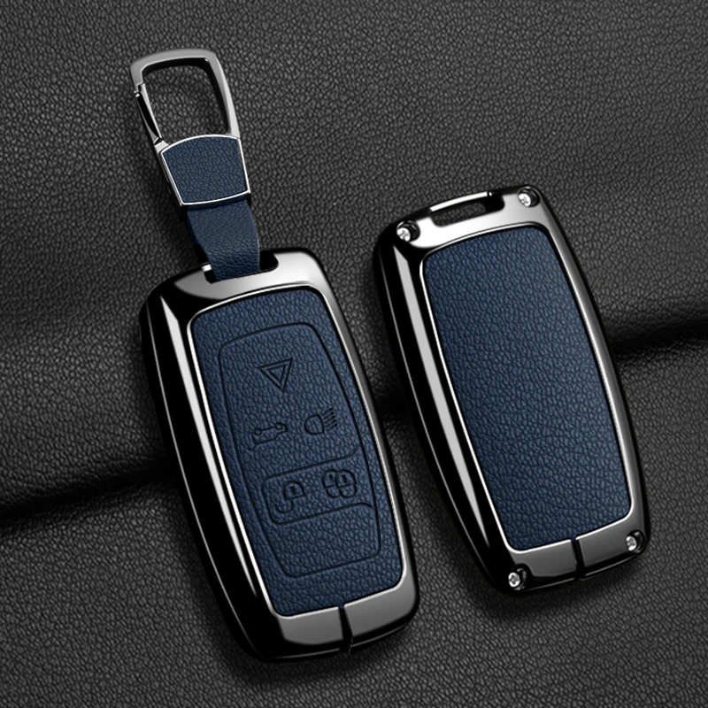 Car Key Case Cover For Land Rover Sport Freelander Discovery 4 Range Rover Sport LR4 2010-2012 Zinc Alloy Leather Auto Keychain