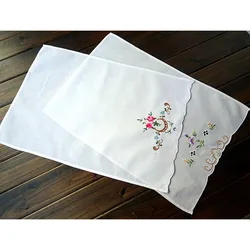 2PCS Foreign Trade Pure Cotton Hand-embroidered American Retro Cloth Sofa Hand Towel Cover Towel 34X49CM Flower Handkerchief