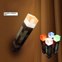 Minecraft Torch Night Light Creative Anime Pixels Wall Sconces MC Torch Model Range Light Cosplay Props Toy Kids Birthday Gifts