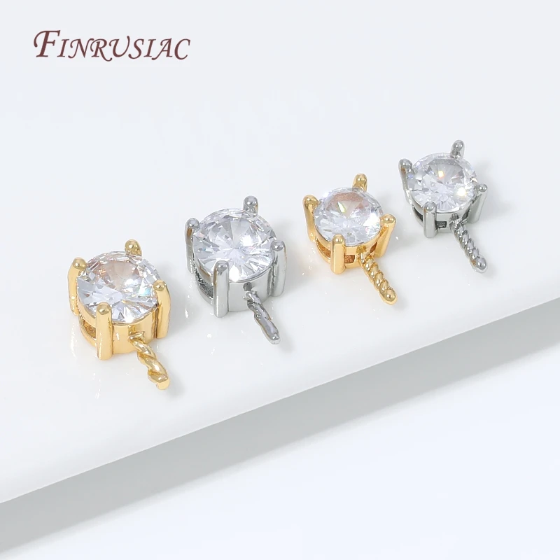 18K Gold Plated CZ Prong Set Pearl Connector,Zircon Inlaid Pearl Mounting Accessories,DIY Necklace Bracelet Jewelry Making view 3