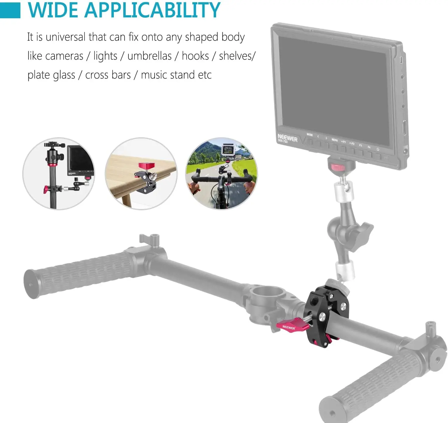 Adjustable Articulating Friction Magic Arm Large Super Clamp for Gopro DJI Camera Cage Rig LED Video Light Monitor Tripod Gimbal view 6