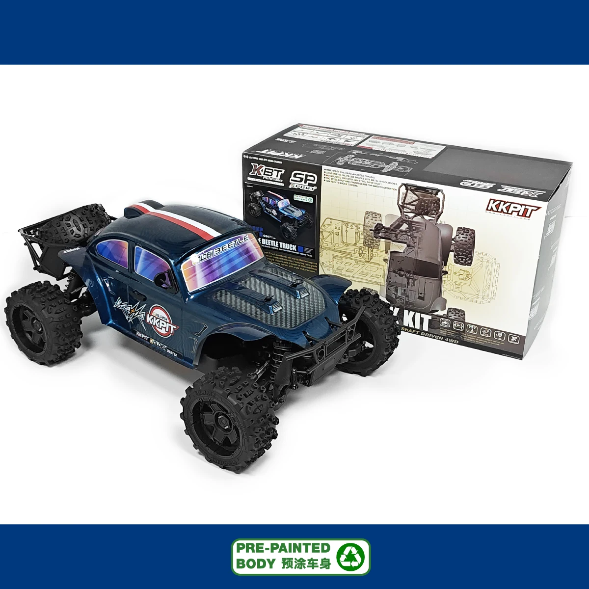 KKPIT KBT SP KONE BEETLE TRUCK DEEP BLUE R/C 4WD 360mm wheelbase frame 1/8 desert truck 7075-T6