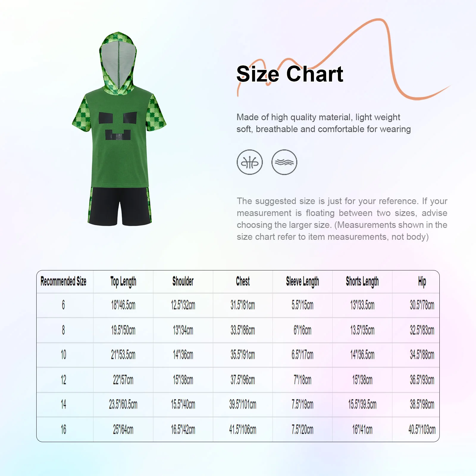 

Youth Cosplay Costume Plaid Short Sleeve Hoodie and Elastic Shorts Set for Game Character Anime Theme Party Activity