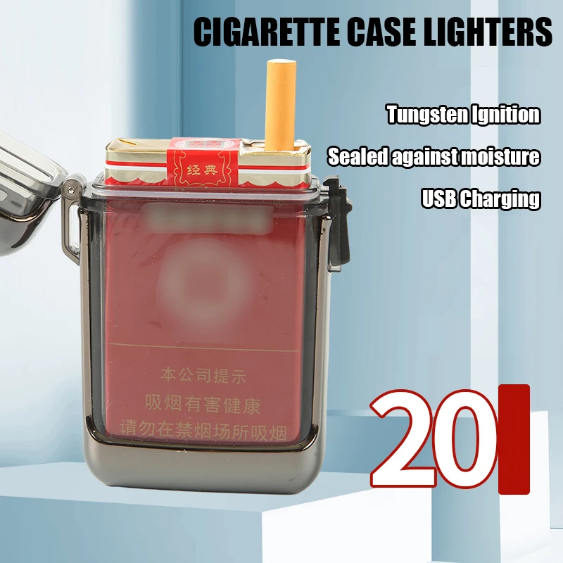 Creative ABS Luxury Cigarette Case Lighter Portable Sealed Waterproof USB Charging Gradient Color