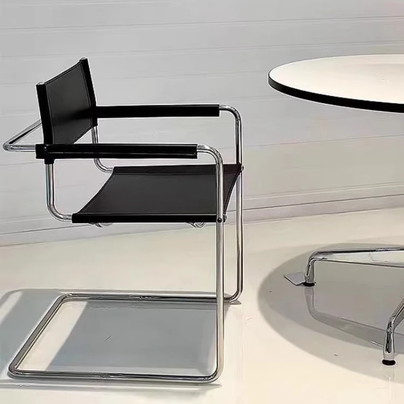 

Bauhaus Style Office Chair Mid-Century Dining Chair Premium Stainless Steel Frame Trending Armchair Luxurious Office Seating