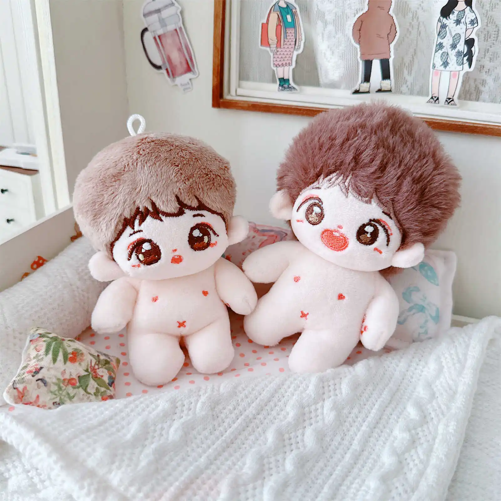 10cm Kawaii Mini Idol Doll Cute Stuffed Cotton Doll Cool Boy Suit for Plush Doll Dress Up Changing Clothes Game for Girls Gifts