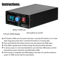 【A87T】Automatic Antenna Tuner ATU-100-0A 1.8-55Mhz 0.91Inch OLED Display, Aluminum Alloy Housing& 1500MAH Battery Mini