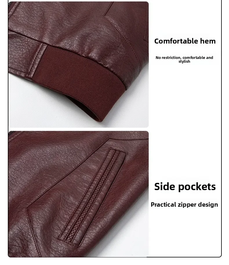 6XL Herren Lederjacke Herbst Winter Kunstledermantel Koreanischer Stil Slim Fit Lässig Trendy Vielseitig Stilvolle Oberbekleidung für Männer – Detail 7