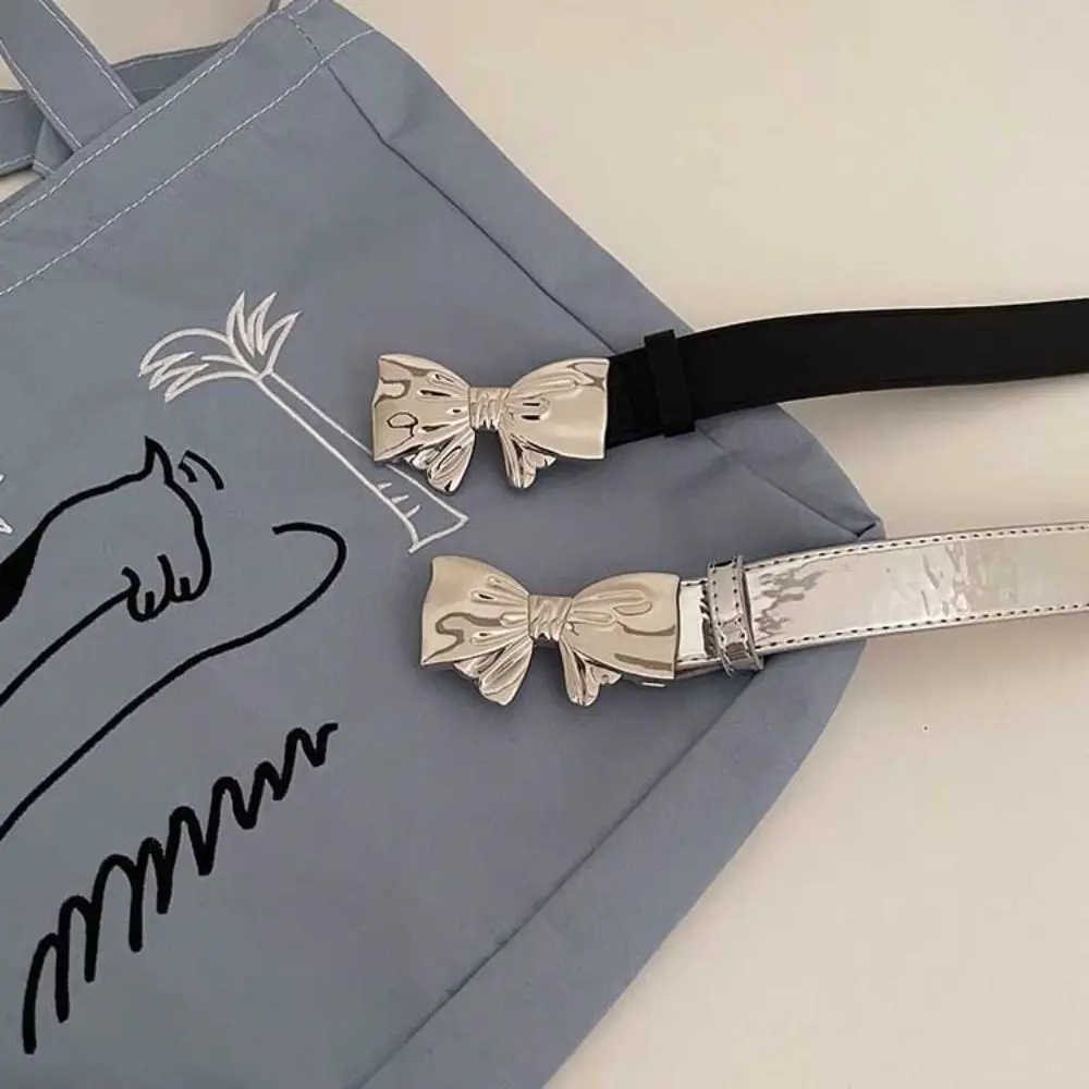 Ремень с металлической пряжкой-бантом Женский, Модный повседневный пояс из искусственной кожи в стиле ретро, аксессуар для юбки