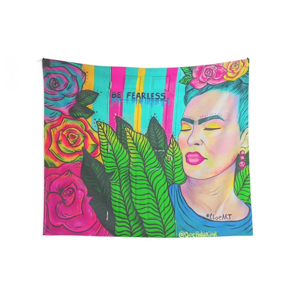 Frida Kahlo graffiti - Be Fearless Tapestry Home Decorating Cute Room Things Tapestry