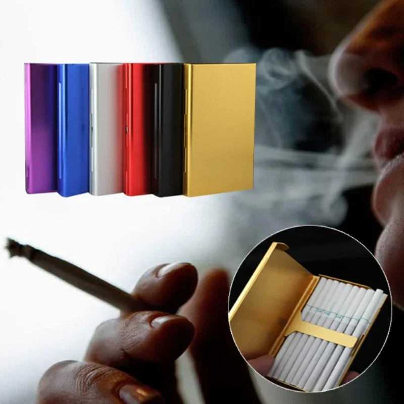 Fashion Smoking Cigarettes Metal Cigarette Case Tobacco Cigar Holder Pocket Box Portable Storage Container Gift For Women&Men