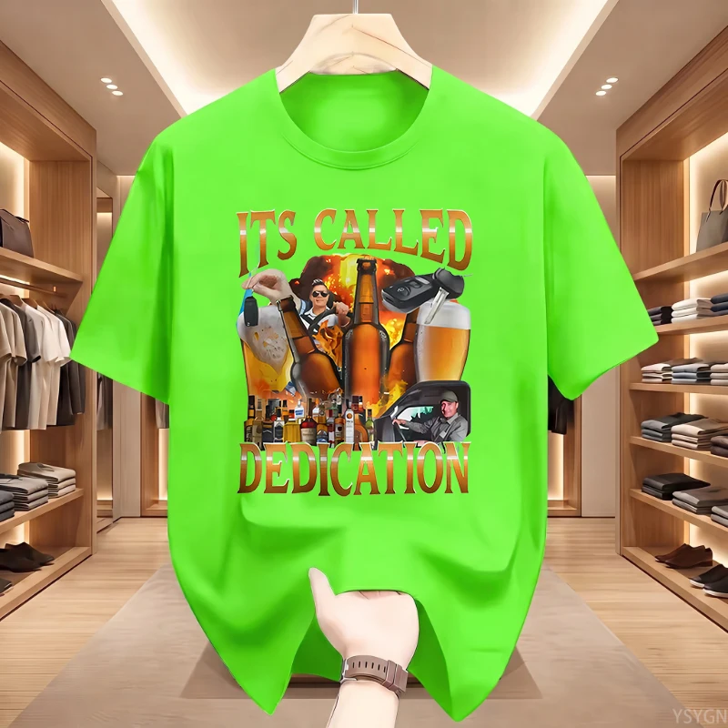 Funny Alcohol T-shirt Beer Drinking Pure Cotton Printed Men's and Women's Wear Summer New Casual Loose Fashion Trendy T-shirt