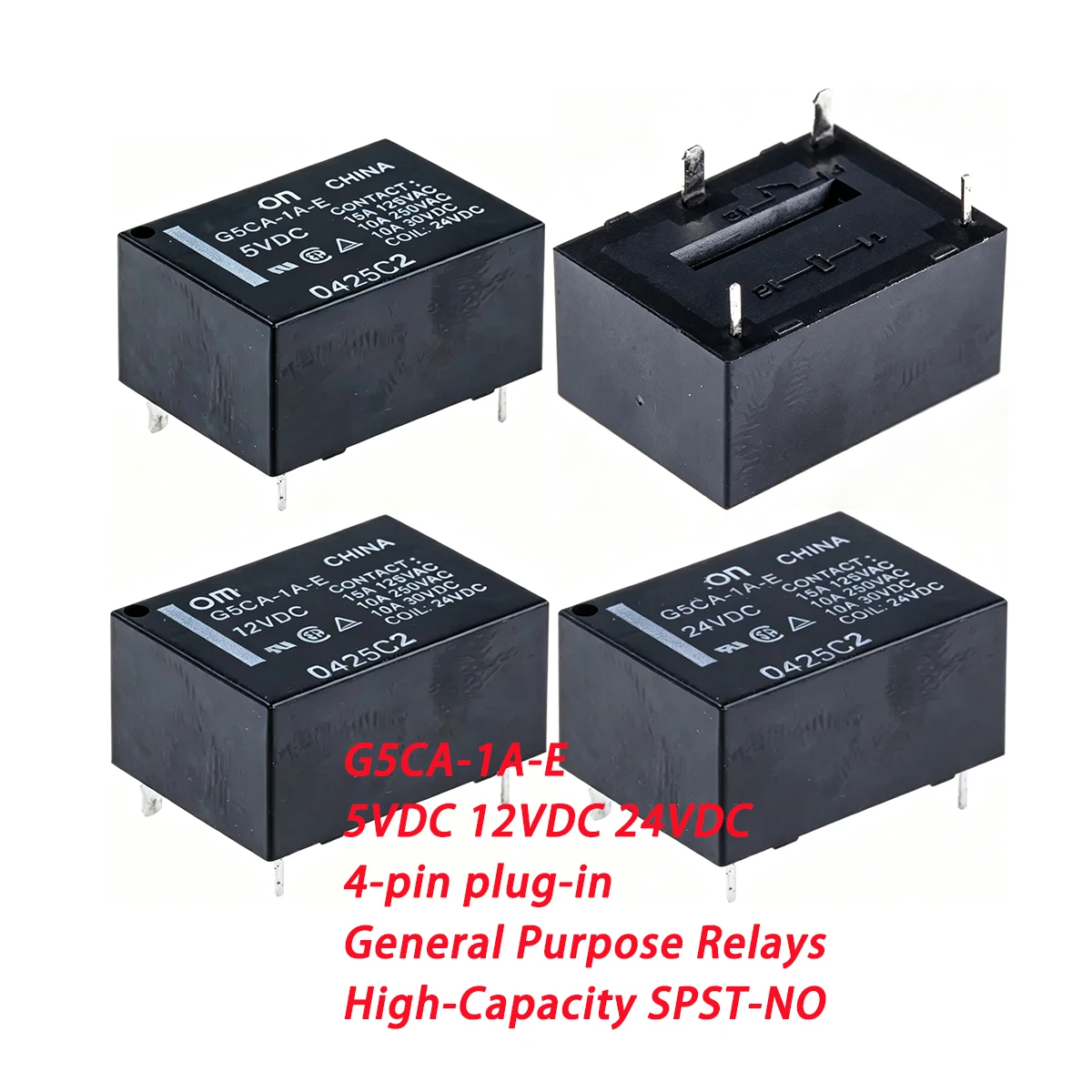 5PCS G5CA-1A-E DC5VDC DC12VDC DC24VDC 15A 4-pin plug-in Original Genuine General Purpose Relays High-Capacity SPST-NO G5CA-1A-E