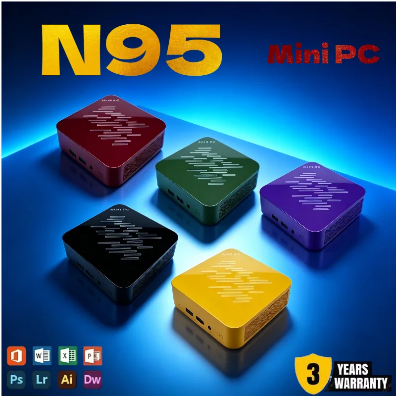 New Mini PC Compact Low Noise N95 PC 16GB RAM Big Storage SSD Dual Band WiFi6 Bluetooth 5.2 1000M Lan Smooth 4K Video Device