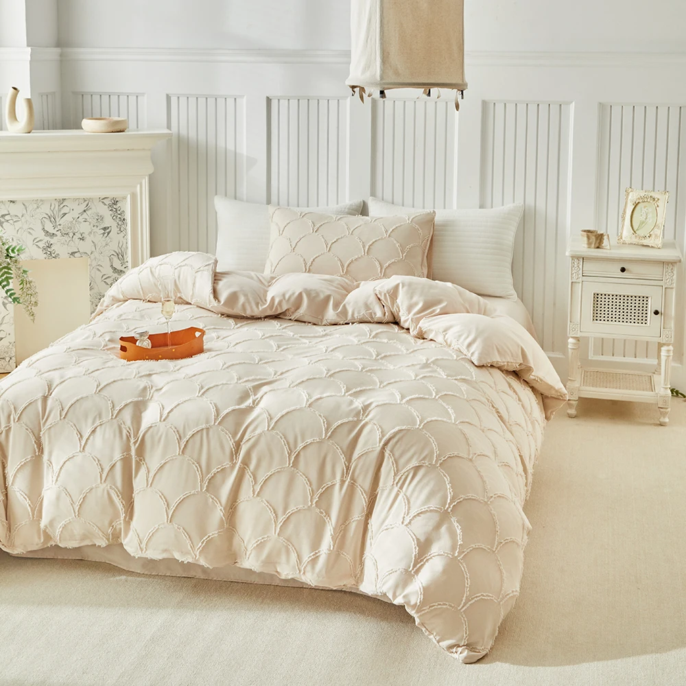 Duvet Cover Bedding Set Twin Full Queen King Size 135x200 Nordic Quilt Cover 240x220 Double Single Wave Shell Bed Linen 200x200