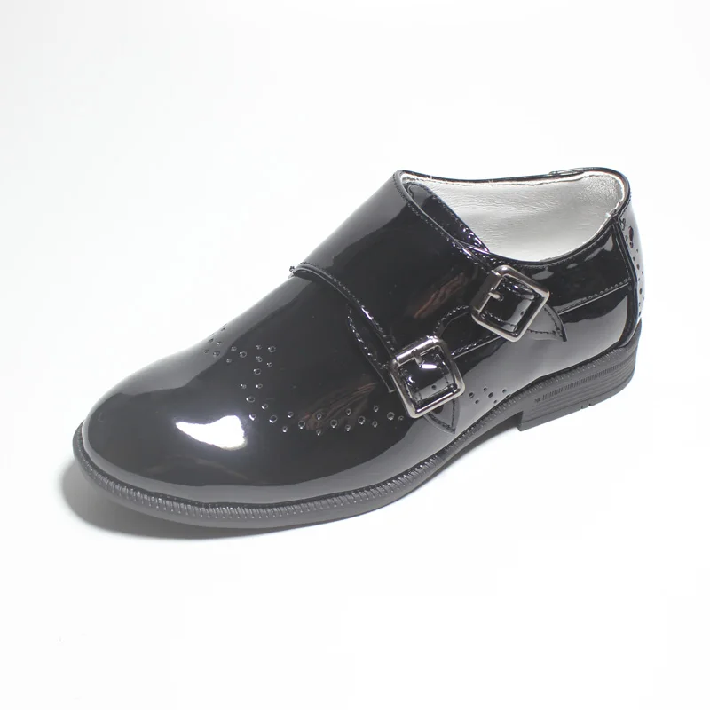 2026 Boys Leather Shoes Comfortable Monk Strap Shoes For Kids Hook-and-Loop Party Dress Weddings Shoes Children's Shoes Loafers