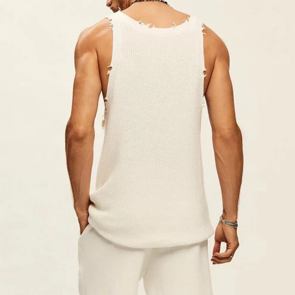 

Vacation Daily Holiday Tank Top Men Male Vest Summer Breathable Casual Knitted Loose Skin-friendly Solid Color