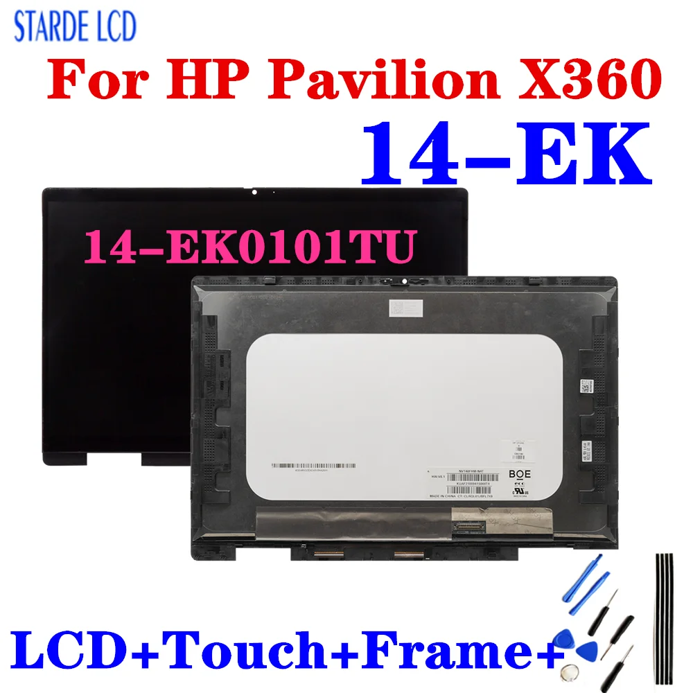 Pantalla LCD Original de 14,0 pulgadas para HP Pavilion X360 14-EK, montaje de digitalizador con pantalla táctil para HP 14-EK0101TU LCD con marco 1920*1080