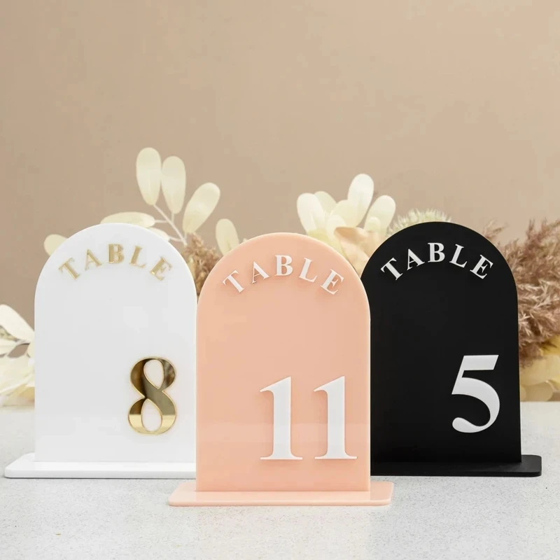 Arched Champagne Gold Table Numbers with Stands Table Numbers Wedding Table Signs Wedding Table Decor Wedding Reception Decor