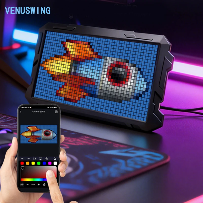24*48 RGB LED Pixel Display APP Control Matrix Panel Programmable Pixel Art Display with Bluetooth APP Control Creative Pixel