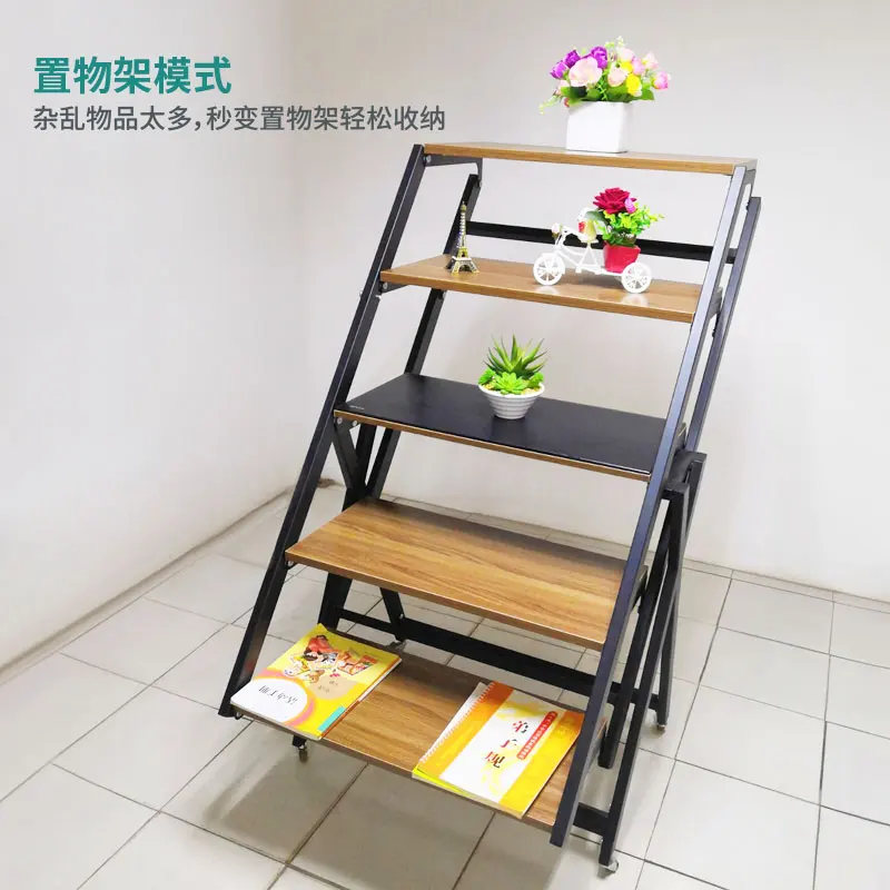 Shelf-side dining table folding flower stand modern simple flip creative multifunctional deformation dining table.