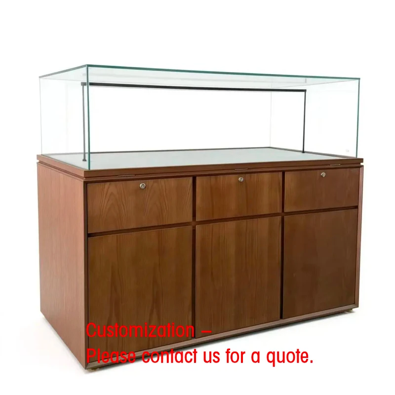 custom.LED Light Show Customized Glass Wood Display Cabinet Book