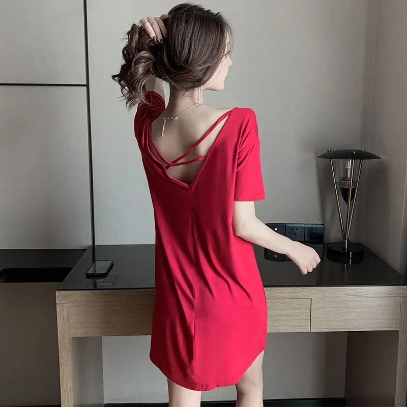 

Nightgowns Women Soft Thin Summer Simple Night Various Colors Sleep Leisure Backless Above Knee Solid Comfortable Popular 2025