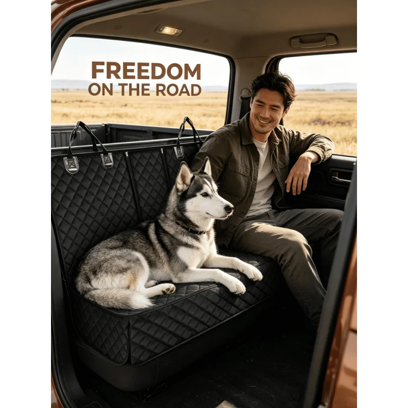 Dog Car Seat Cover – Pet Travel Carrier Mattress, Waterproof Dog Car Seat Protector with Middle Seat Armrest for Dogs