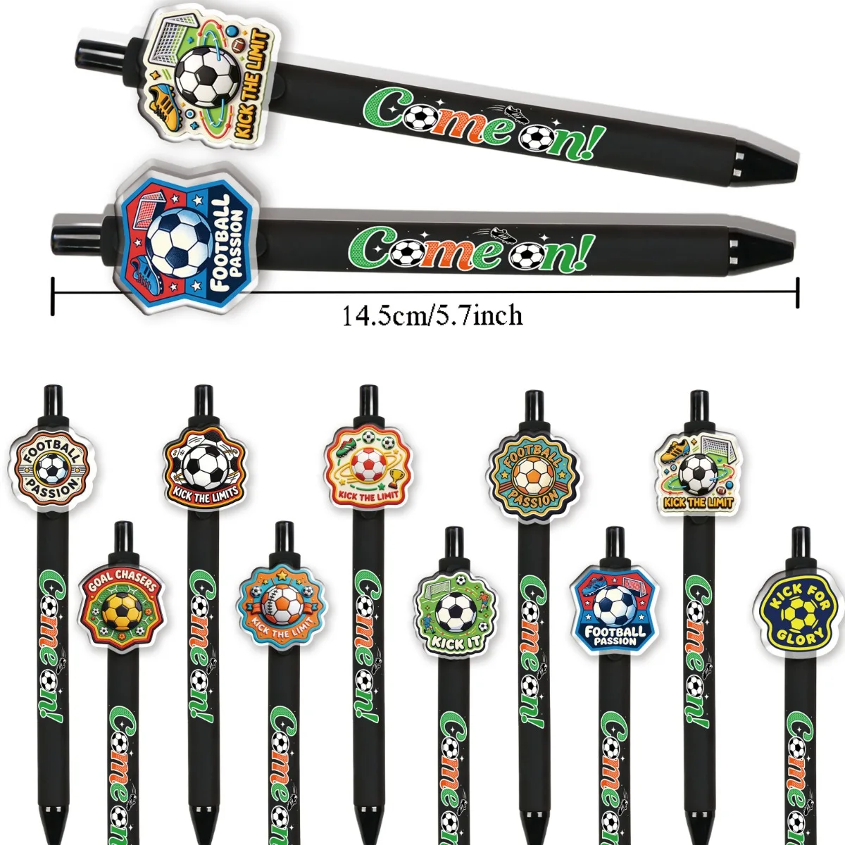 

10PCS/15PCS Football Medal Theme Black Ballpoint Pens Student Writing Pens Creative Stationery Office Supplies