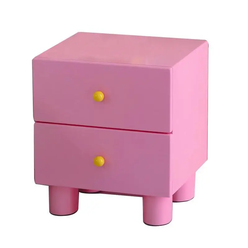 

All solid wood bedside table Bedroom simple modern simple small bedside storage cabinet Cream pink storage bedside cabinet