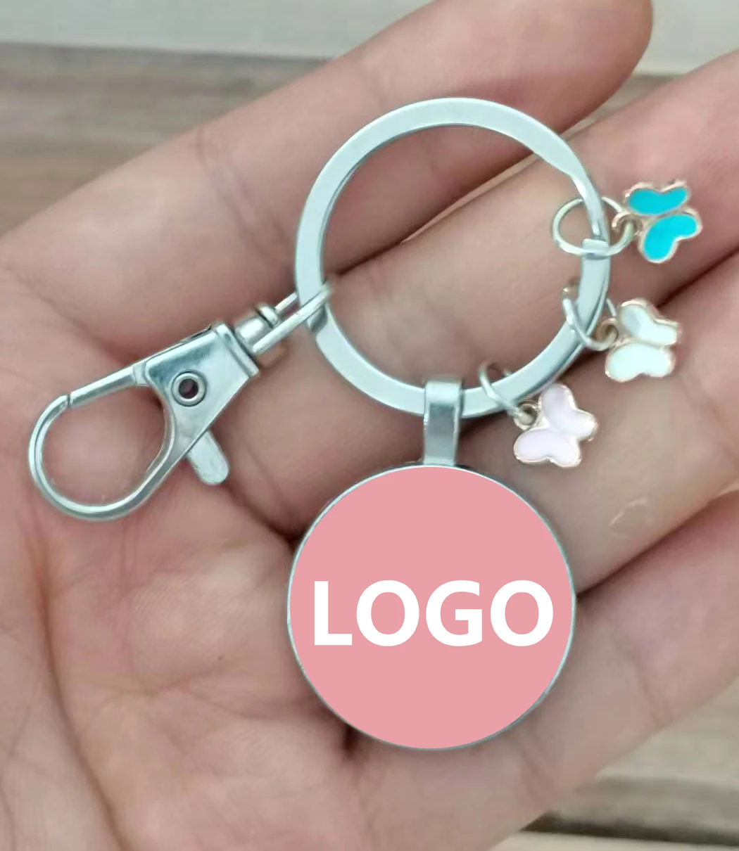 

Keychain Fun Butterfly Cherry Blossom Customized Diy Image Logo Family And Friends Girl'S Handbag Accessories Keycar Diy Sweet J