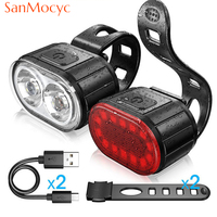 Cycling Bicycle Front Rear Light Set Bike USB Charge Headlight Light MTB Waterproof Taillight LED Lantern Bicycle Accessories