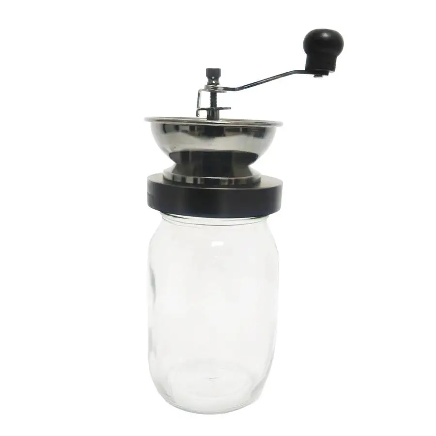

Manual Coffee Grinder with Mason Jar Grounds Storage, Comfortable Grip Quiet Smooth NonElectric Hand Crank, Standard Grind