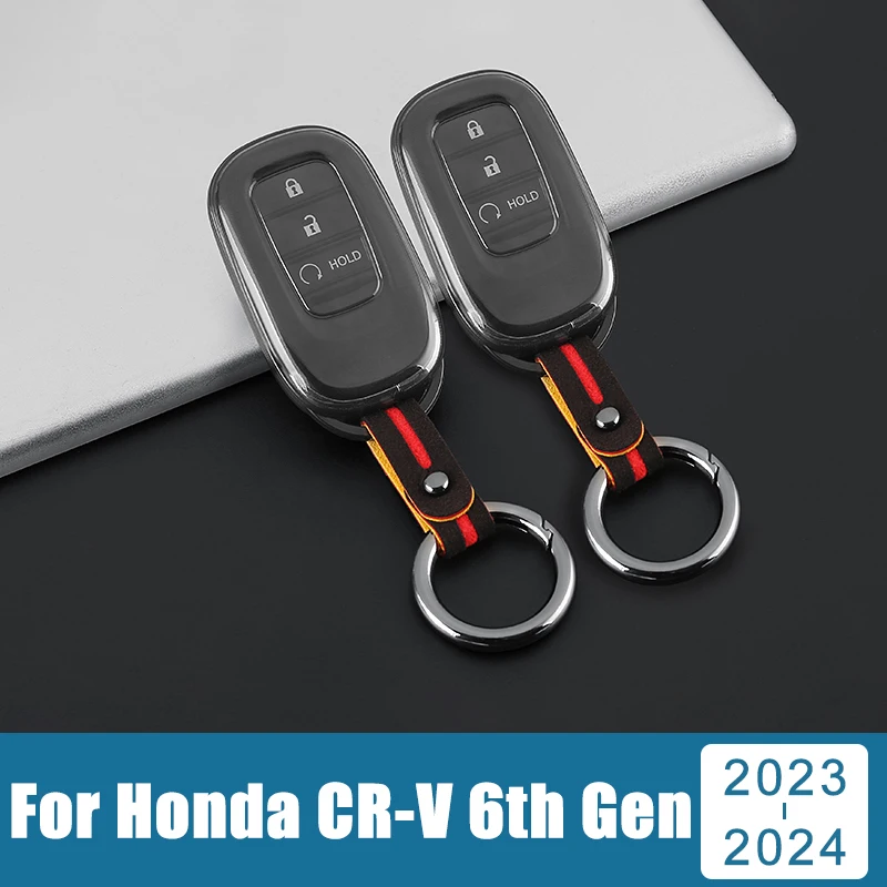 

For Honda CR-V 2023 2024 2025 CRV CR V 6th Gen Hybrid TPU Plastic Car Key Case Cover Holder Protector Keychain Shell Accessories