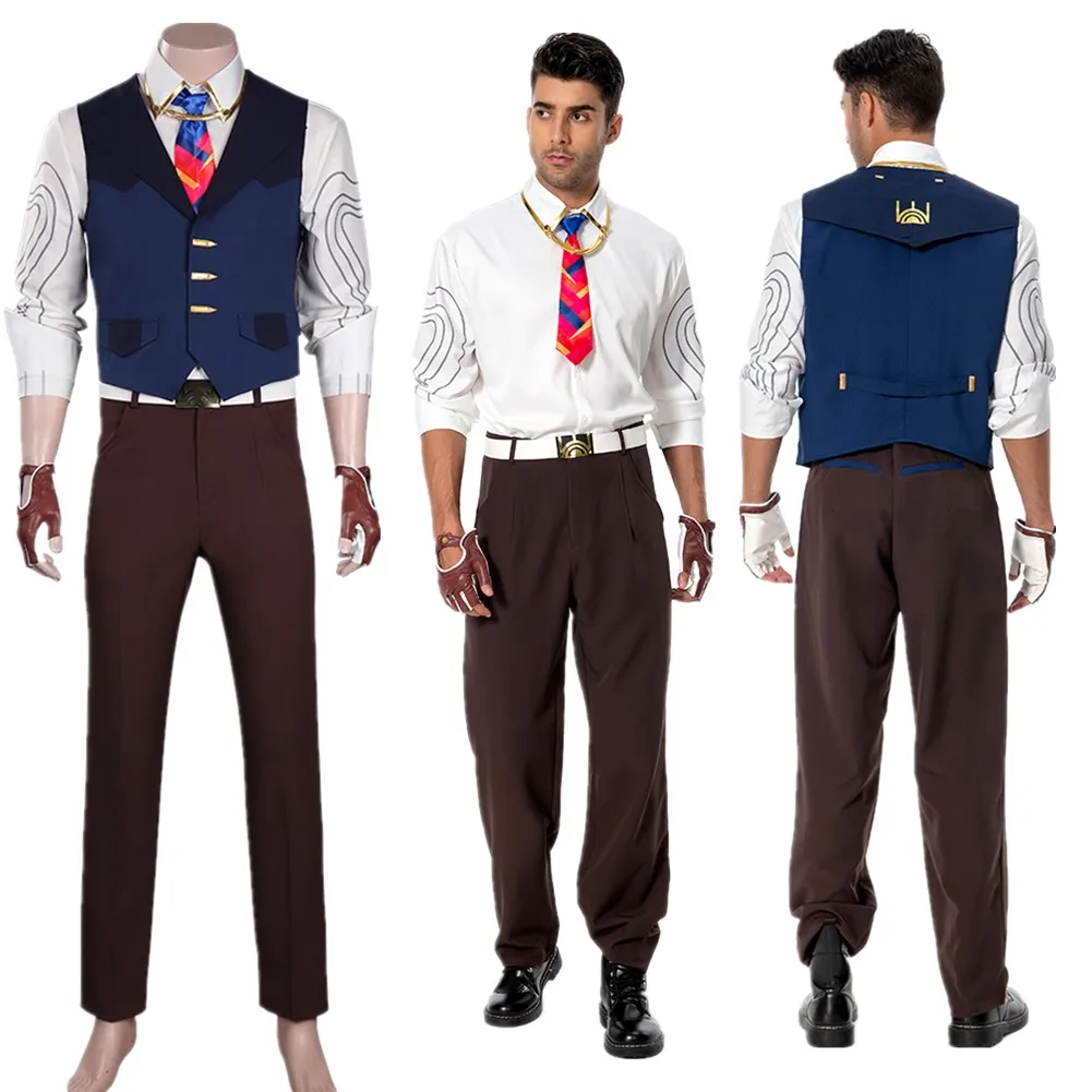 

Chamber Uniform Cosplay Game VALORANT Men Costume Adult Shirt Pants Vest Tie Outfits Halloween Carnival Party Roleplay Suit