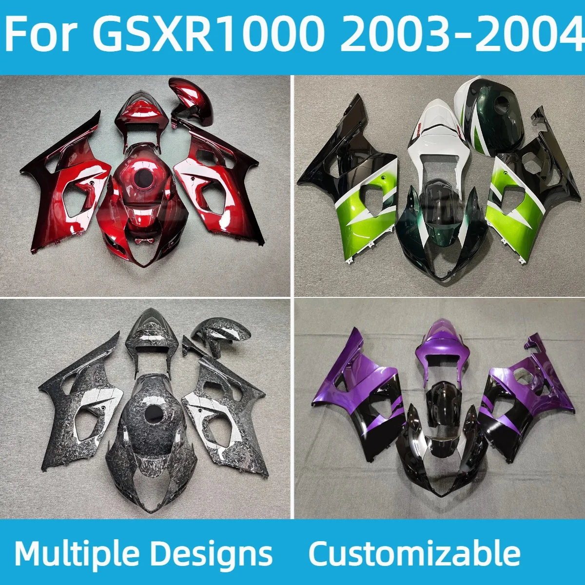 

GSXR 1000 2003 2004 Fit Fairing Kit for GSXR1000 03 04 Carbon Fibre Motorcycle Painted ABS Fairing Bodywork Cowl Set