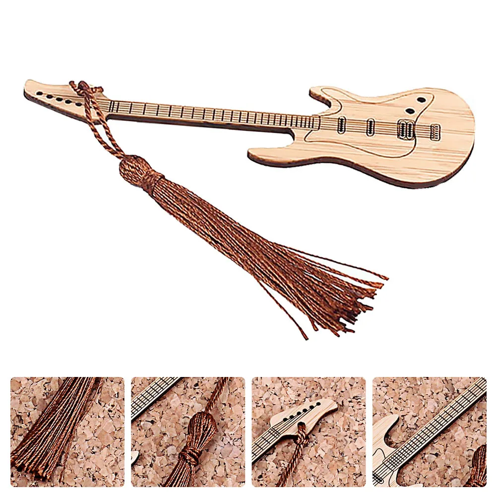 

Premium Bamboo Bookmark with Guitar Design Functional Page Marker for Book Reading Easy to Find Your Spot Great Gift Idea