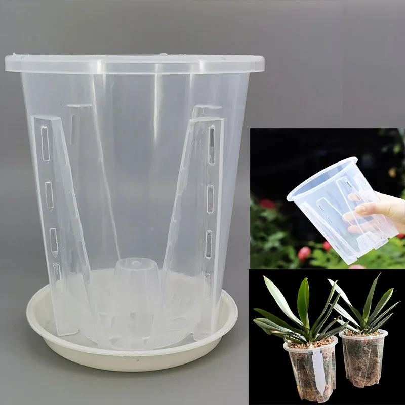 10x 12cm Root Control Transparent Flower Pot cup Breathable For Phalaenopsis Orchid Planting Stomata FlowerPot Gardening tool B4