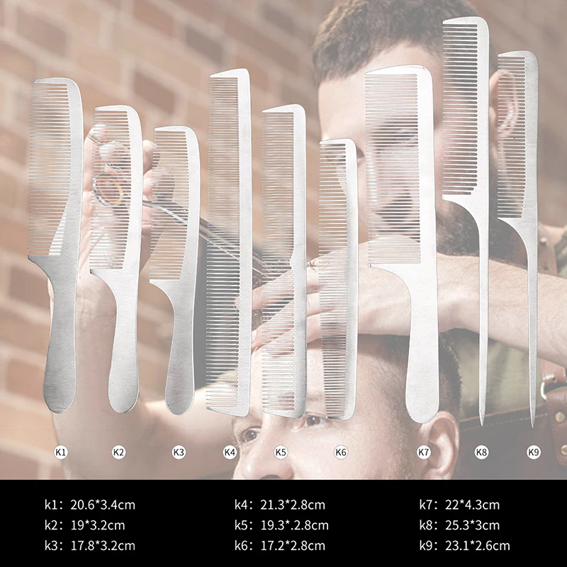 

Barber Professional Stainless Steel Silver Hairdressing Comb Anti-static Men Haircut Clipper Ultra-thin Comb Salon Styling Tool