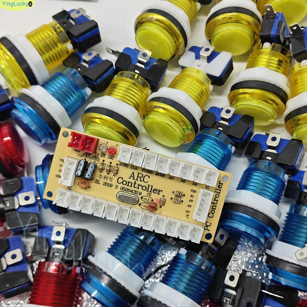 2-Spieler-DIY-Arcade-Spiel-Kit mit LED-Beleuchtung, Nullverzögerung, USB-Encoder, Joystick für PC, Raspberry Pi, Arcade-Gaming-Maschine-Kit – Detail 6