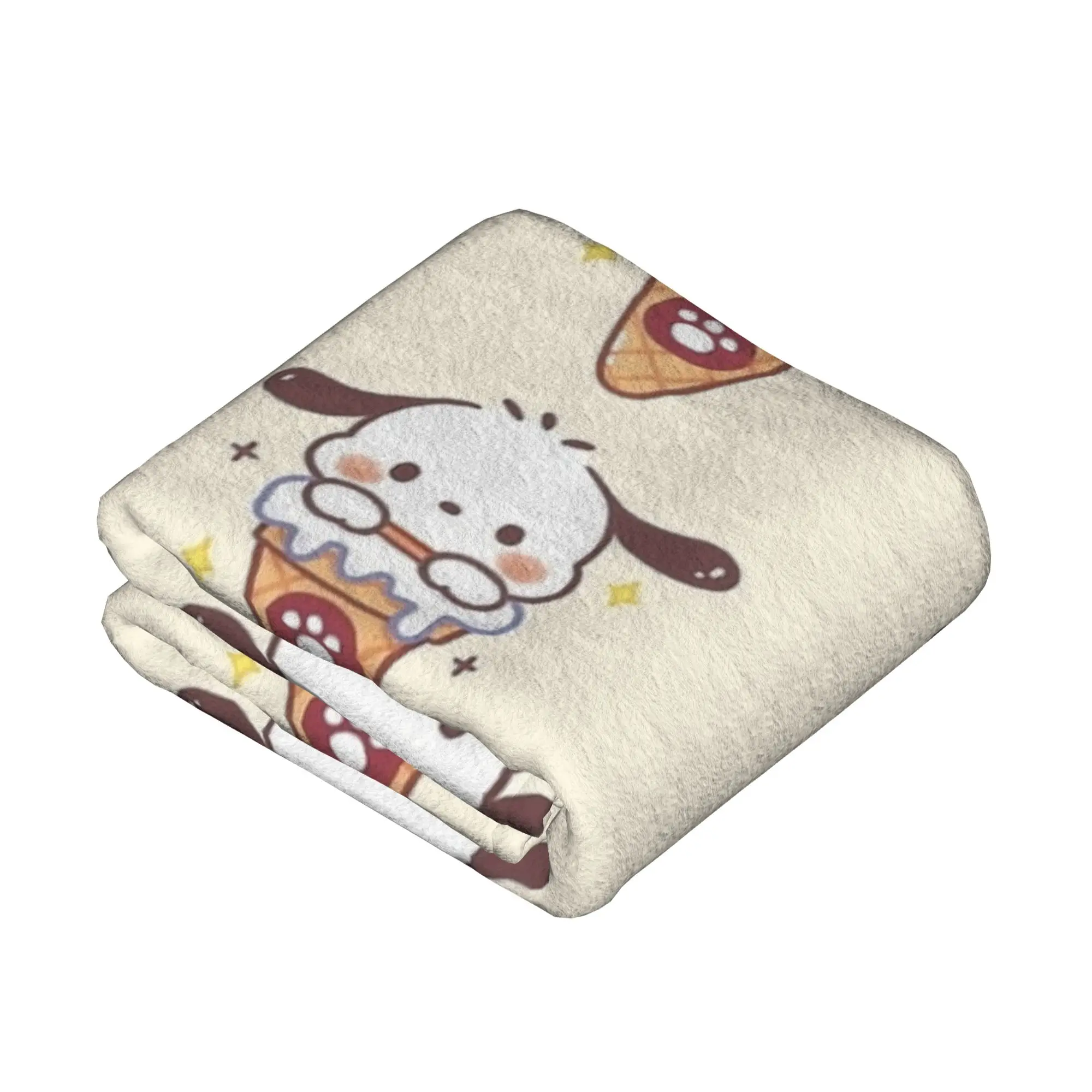 Pochacco الآيس كريم حلم بطانية الفانيلا النسيج ديكور متعددة الوظائف الدافئة رمي بطانية للفراش مكتب الفراش يلقي #3