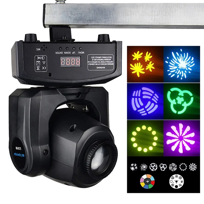 Foco con cabezal móvil, fuente LED de 60W, iluminación de escenario para fiesta, discoteca, actuación, Bar, evento, baile, evento de boda, duradero, enchufe europeo-A