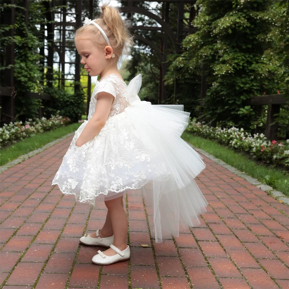 Vestido de encaje de flores para niña, vestido de tul para niña, vestido de princesa con flores para niño pequeño, bautizo, princesa personalizada para niño